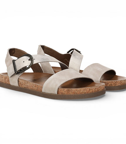 Blowfish Malibu Women's Cloud Silver Footbed Strappy Flat Sandals - Lance