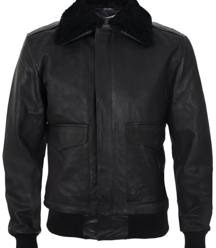 Mens Air Force A2 Cowhide Bomber Jacket-Montreal - Black