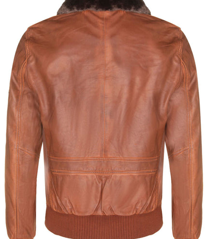 Mens Leather Air Force Bomber Jacket - Belgrade - Tan
