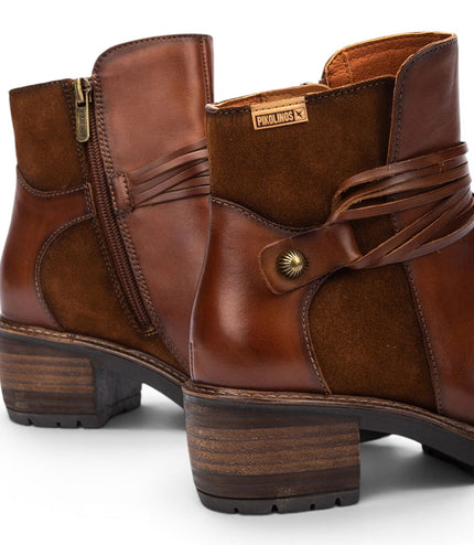 Pikolinos Women’s Brown Leather Zipped Heel Ankle Boots - San Sebastia