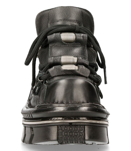 New Rock Unisex Metallic Black Leather Gothic Techno Boots - M-215-S6