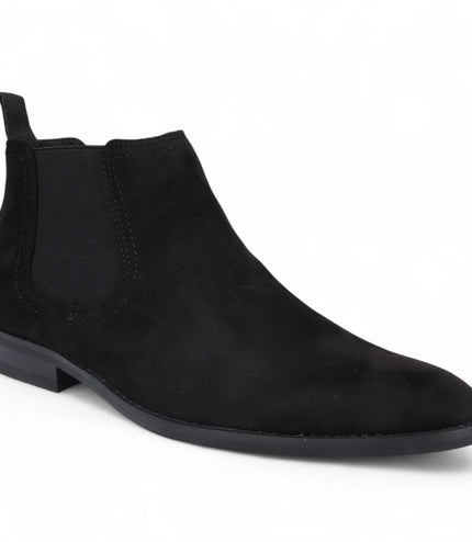 Men's Black Suede Chelsea Boots Real Leather Lined Slip-On