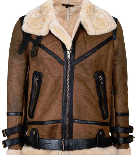 Mens Brown Vintage Pilot B3 Sheepskin Jacket- KNOXVILLE