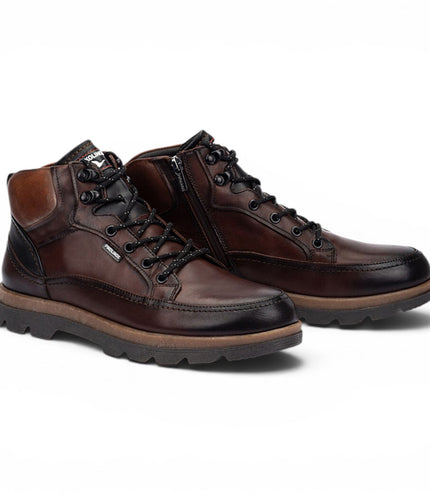 Pikolinos Men's Dark Brown Leather Lace-Up Ankle Boots - Vigo