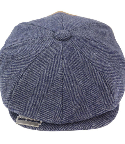Mens Peaky Blinders Tweed Gatsby Flat Baker Hat With Razor Blade