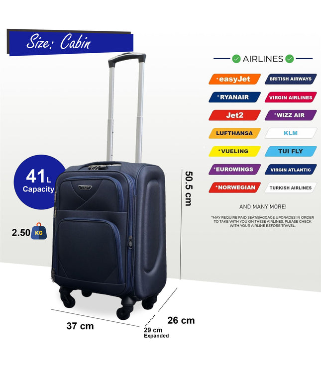 Nagoya Cabin Soft Shell Suitcase in Navy