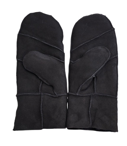Infinity Leather Womens Black Genuine Real Sheepskin Suede Mittens Warm Gloves