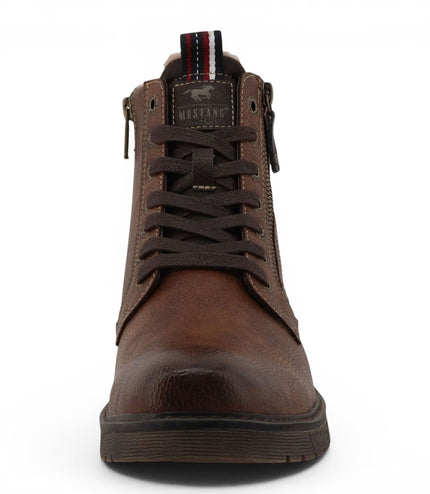 Mustang Men's Brown Faux Leather Winter Lace-Up Ankle Boots - M0081002