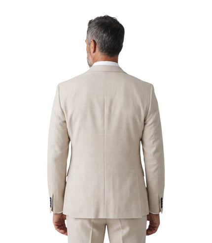 Men's Cream Checked Tailored Fit Suit - Regent