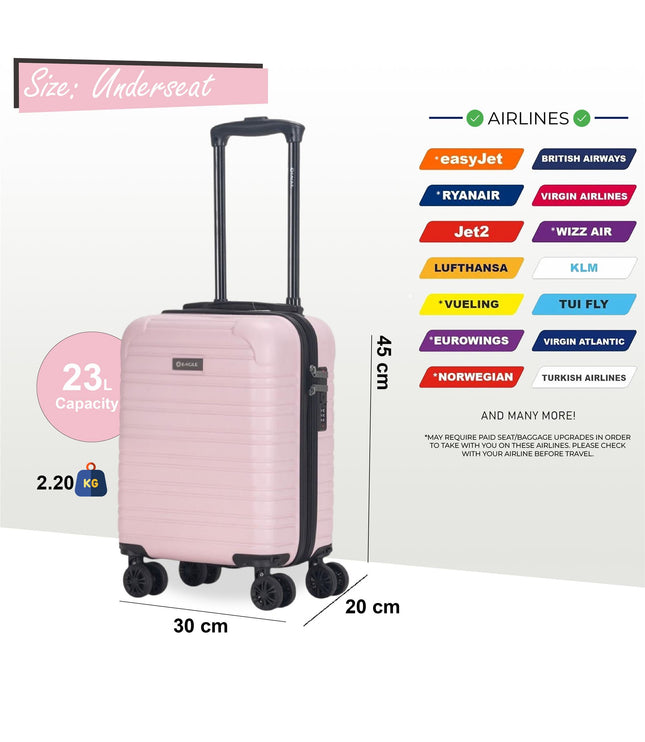 Koga Underseat Hard Shell Suitcase in Pink