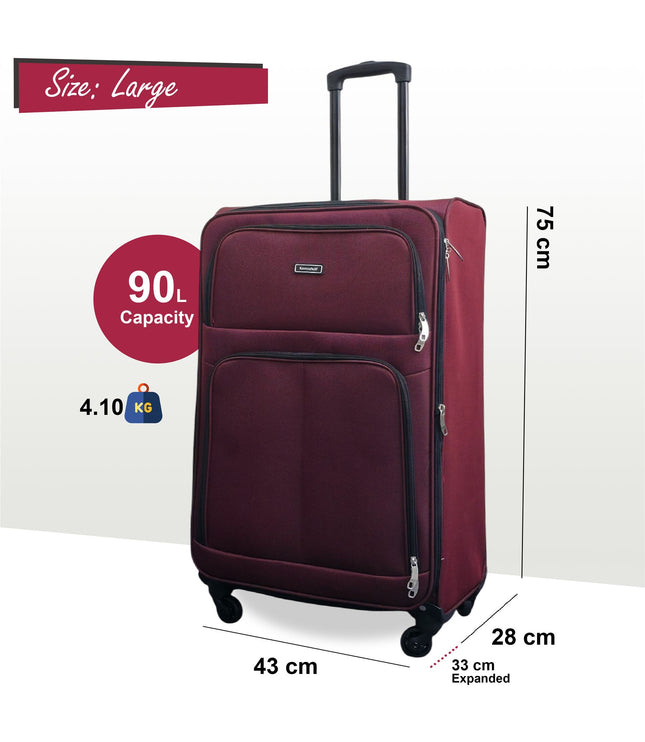 Tahara Large Soft Shell Suitcase in Wine
