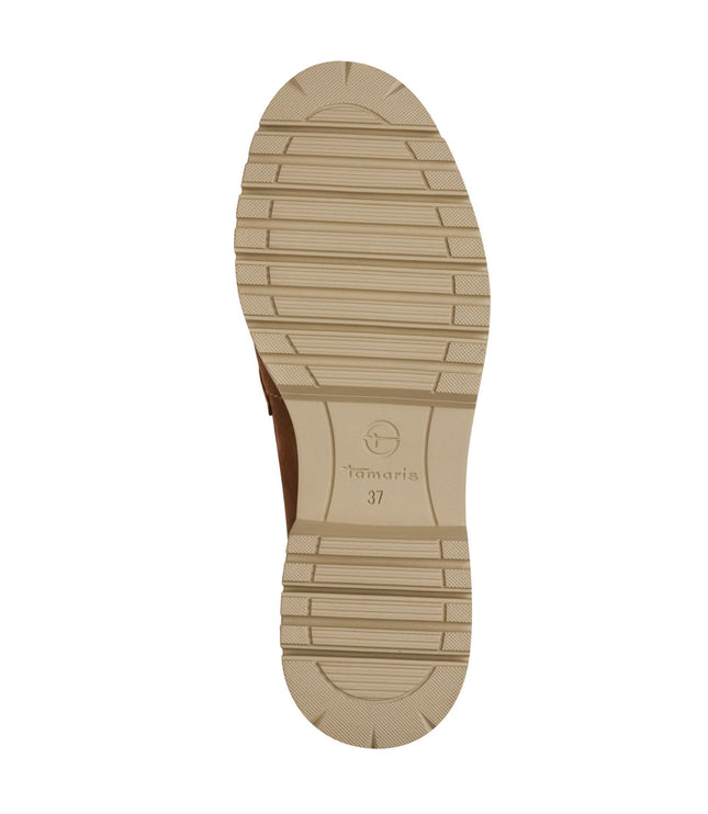 Tamaris Womens Cognac Tan Brown Leather Loafers Slip-On Platform Shoes