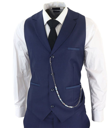 Men's Classic 3-Piece Plain Navy Suit