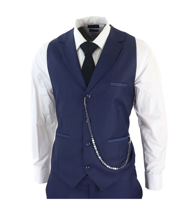 Men's Classic 3-Piece Plain Navy Suit