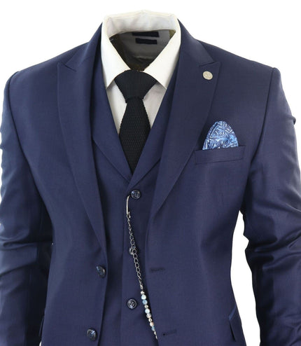Men's Classic 3-Piece Plain Navy Suit