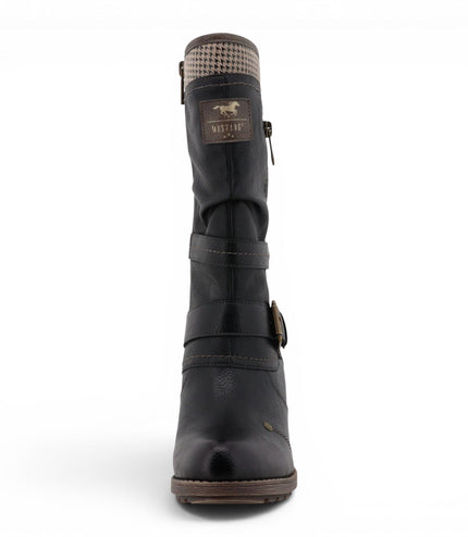 Mustang Women's Black Mid-Calf Heeled Long Boots - M0162001