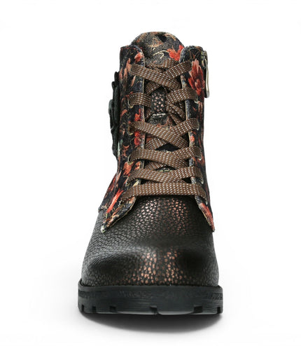 Laura Vita Women's Gothic Victorian Floral Bronze Leather Lace-up Boots - Cocrailo-47