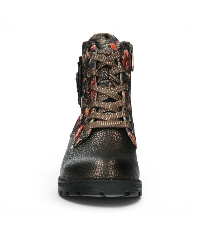 Laura Vita Women's Gothic Victorian Floral Bronze Leather Lace-up Boots - Cocrailo-47