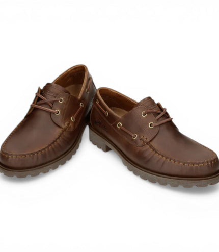 Panama Jack Boat C5 Men's Waterproof Bark Brown Leather Lace-Up Low-Cut Ankle Boots -