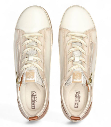 Pikolinos Women's Nata White Leather Laces & Zipper Trainers - Vigo