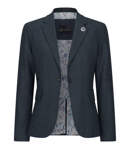Women's Olive Three-Piece Tailored Fit Suit in Prince of Wales Check