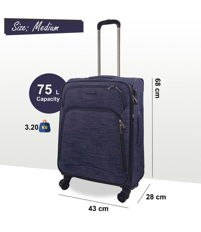 Ashbourne Medium Soft Shell Suitcase in Lines