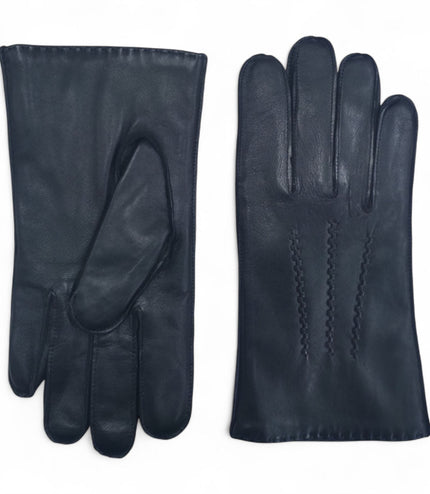 Men's Black Italian Leather Warm Wool Lining Winter Stich Design Gloves - M-LGV-205