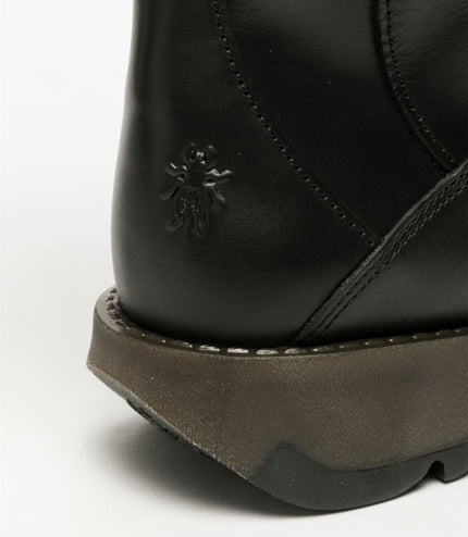 Fly London Womens Black Mol 2 Leather Wedge Heel Knee High Zip Up Boots