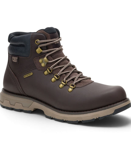Caterpillar (CAT) Mens Dark Brown Leather Waterproof Lace Up Boots - Pursue Hiker