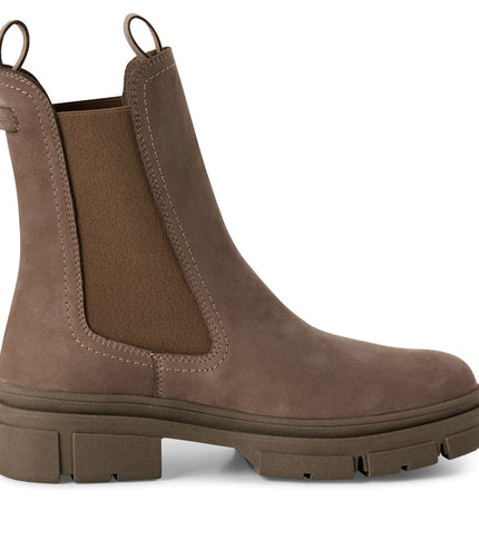 Tamaris Womens Dune Taupe Brown Leather Classic High Pull-On Chelsea Ankle Boots