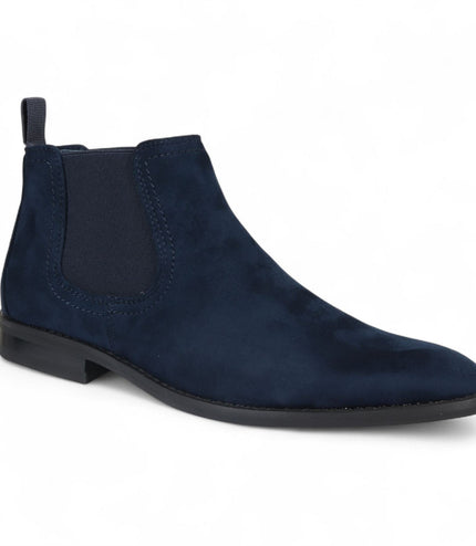 Men's Navy Suede Chelsea Boots Real Leather Lined Slip-On