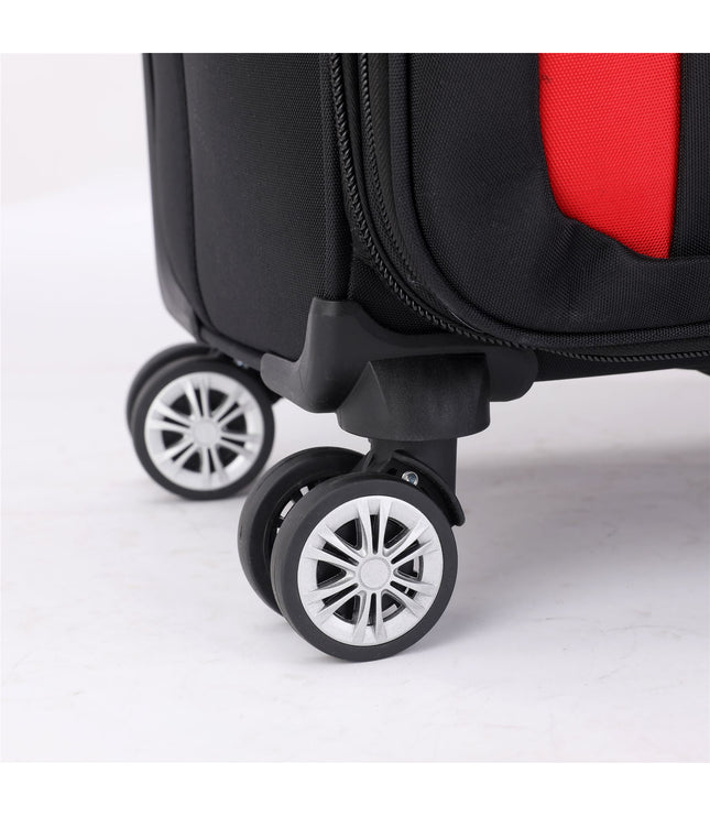 Black Expandable Soft Shell Suitcase 8 Wheel Luggage Set Travel Light Carry On Cabin Bag