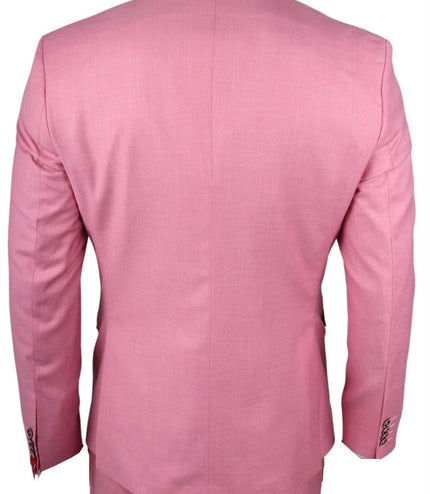 Men's 3 Piece Pink Tailored Fit Party Suit Race Day