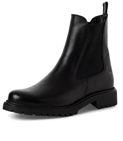 Tamaris Womens Black Leather Classic High Chelsea Ankle Boots