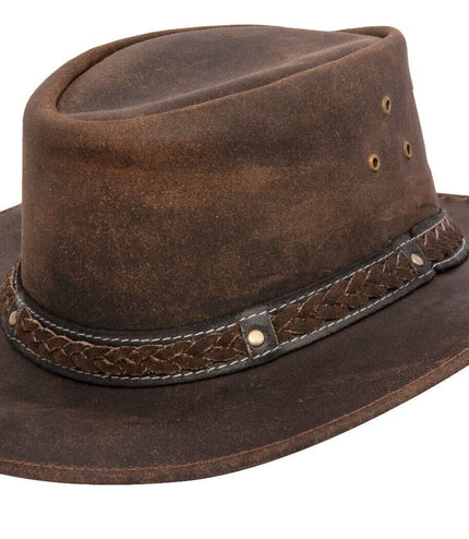 Cowboy Aussie Real Leather Hat Australian Brown Western Outback Bush Hat