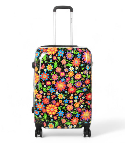 Ballina Medium Hard Shell Suitcase in Black Flower