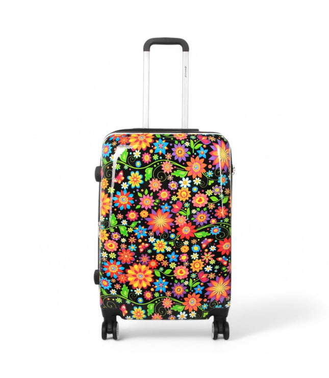 Ballina Medium Hard Shell Suitcase in Black Flower