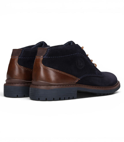 Bugatti Mens Navy Blue Suede Leather Lace-up Desert Ankle Boots - Lota