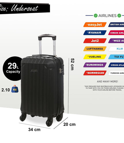 Corowa Underseat Hard Shell Suitcase in Black