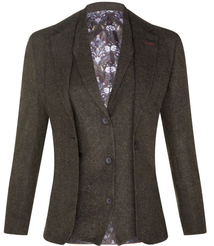 Womens 1920s Olive Green Wool Classic Retro Vintage Blazer