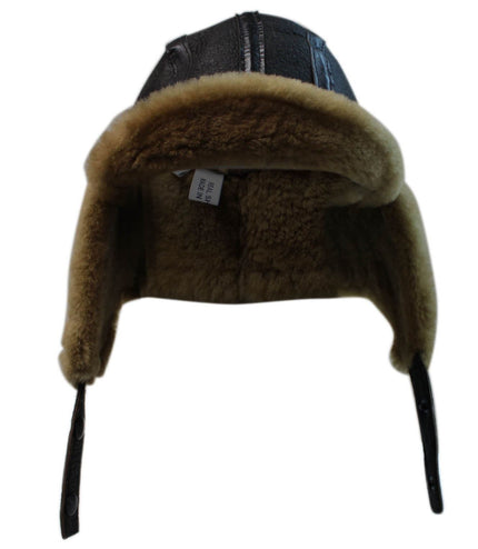 Men's B3 Brown Ginger RAF Aviator Sheepskin B-55 WW2 Trapper Flying Hat