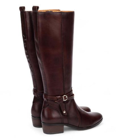 Pikolinos Women's Knee High Tall Caoba Brown Leather Boots - Daroca