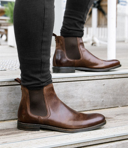 Windsorsmith Mens Brown Leather Chelsea Ankle Dealer Boots - Sergio