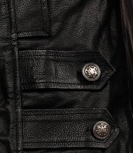 Mens Cowhide Leather Peacoat-Leiden