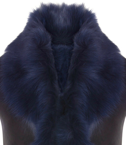 Women's Toscana Sheepskin Long Gilet-Sorocaba - Navy