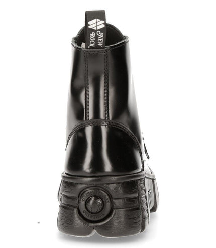 New Rock Leather Gothic Biker Ankle Boots- M-WALL005N-C6