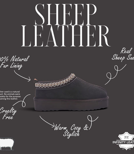 Women’s Brown Genuine Sheepskin Real Fur Winter Platform Slippers - Polar