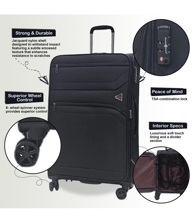 Corby Cabin Soft Shell Suitcase in Black