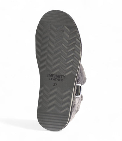 Women's Genuine Sheepskin Grey Suede Ankle Bootie Winter Boots - Granite