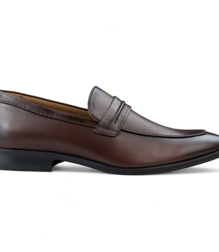 Men's Brown Slip-On Loafers Leather Lined Smart Shoes
